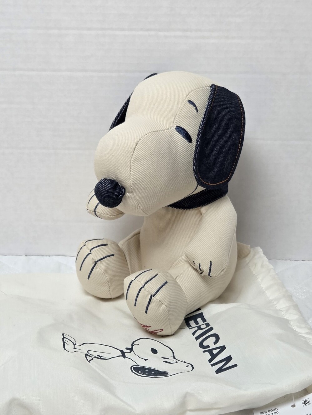 American Eagle Limited Edition Denim Snoopy Peanuts 8” Plush With Bag NWT
